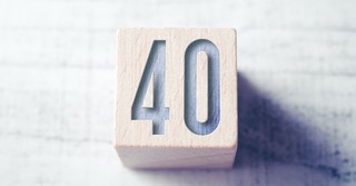 the number forty on a wooden cube