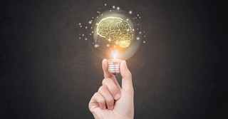 person holding lightbulb with glowing brain inside, wisdom definition