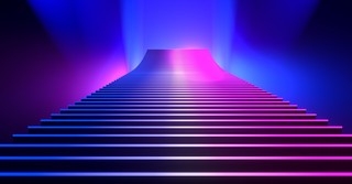 Cyberpunk style stairs leading up to heaven