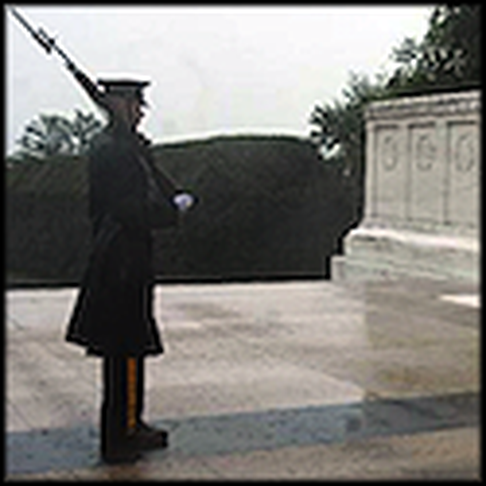 Soldier Guards the Tomb of the Unknown Soldier During Hurricane Irene