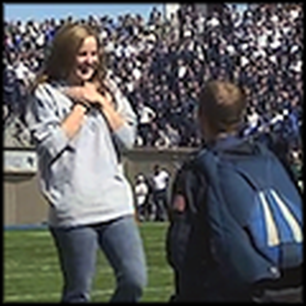 Cadet Parachutes into a Football Game to Propose to his Girlfriend
