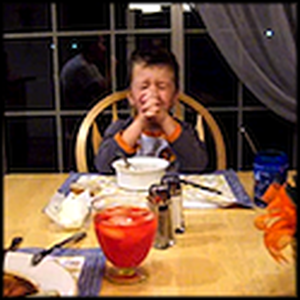 Adorable Little Boy Sings Grace at the Dinner Table