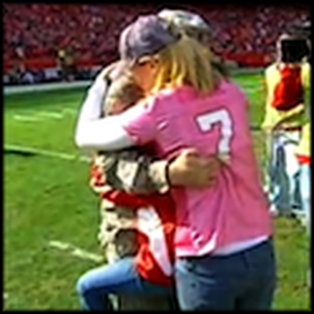 Soldier Surprises his Fiance and Son in Front of a Stadium