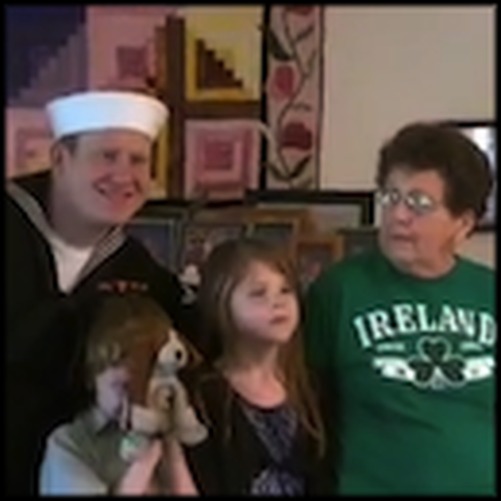 Sailor Photobombs a Family Picture to Surprise his Grandma