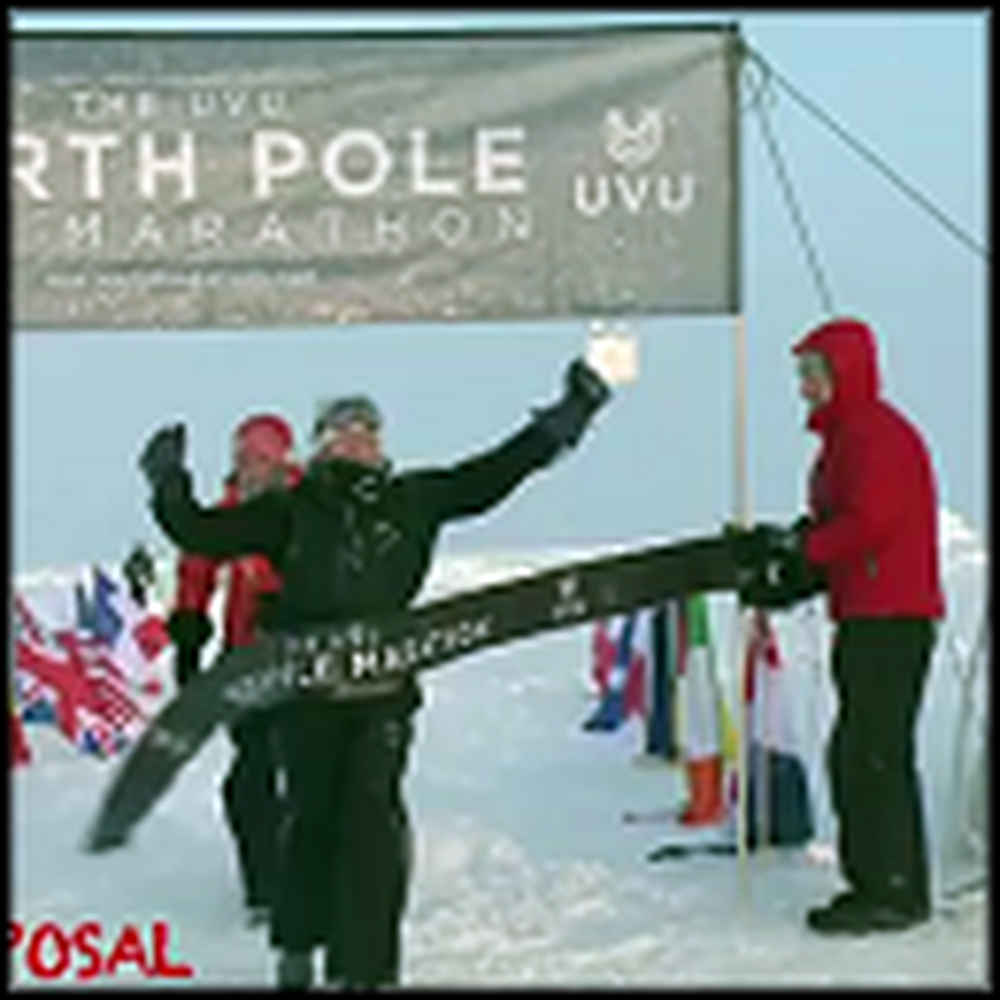 Touching Proposal at the North Pole After a Marathon