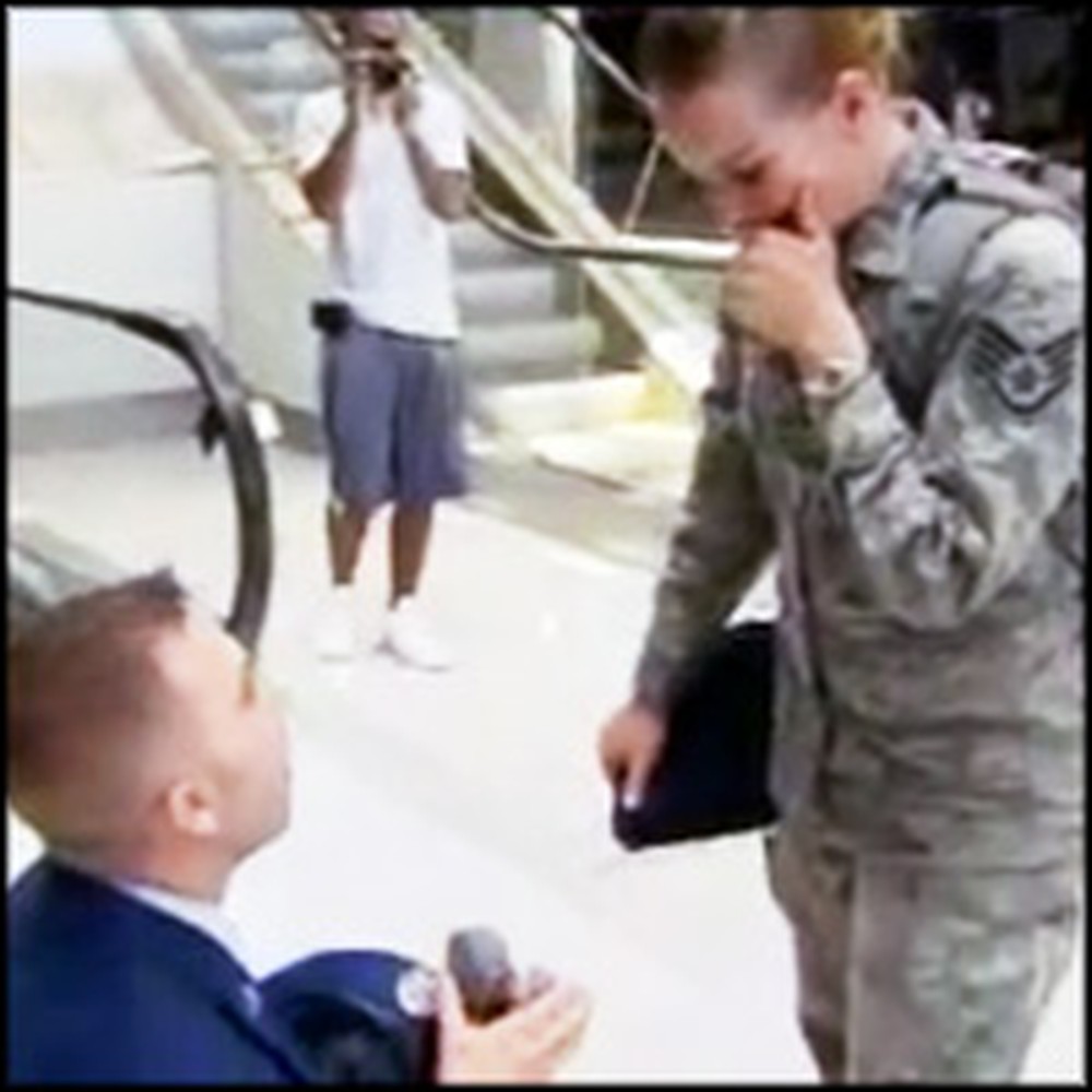 Airman Surprises and Proposes to His Soldier Girlfriend