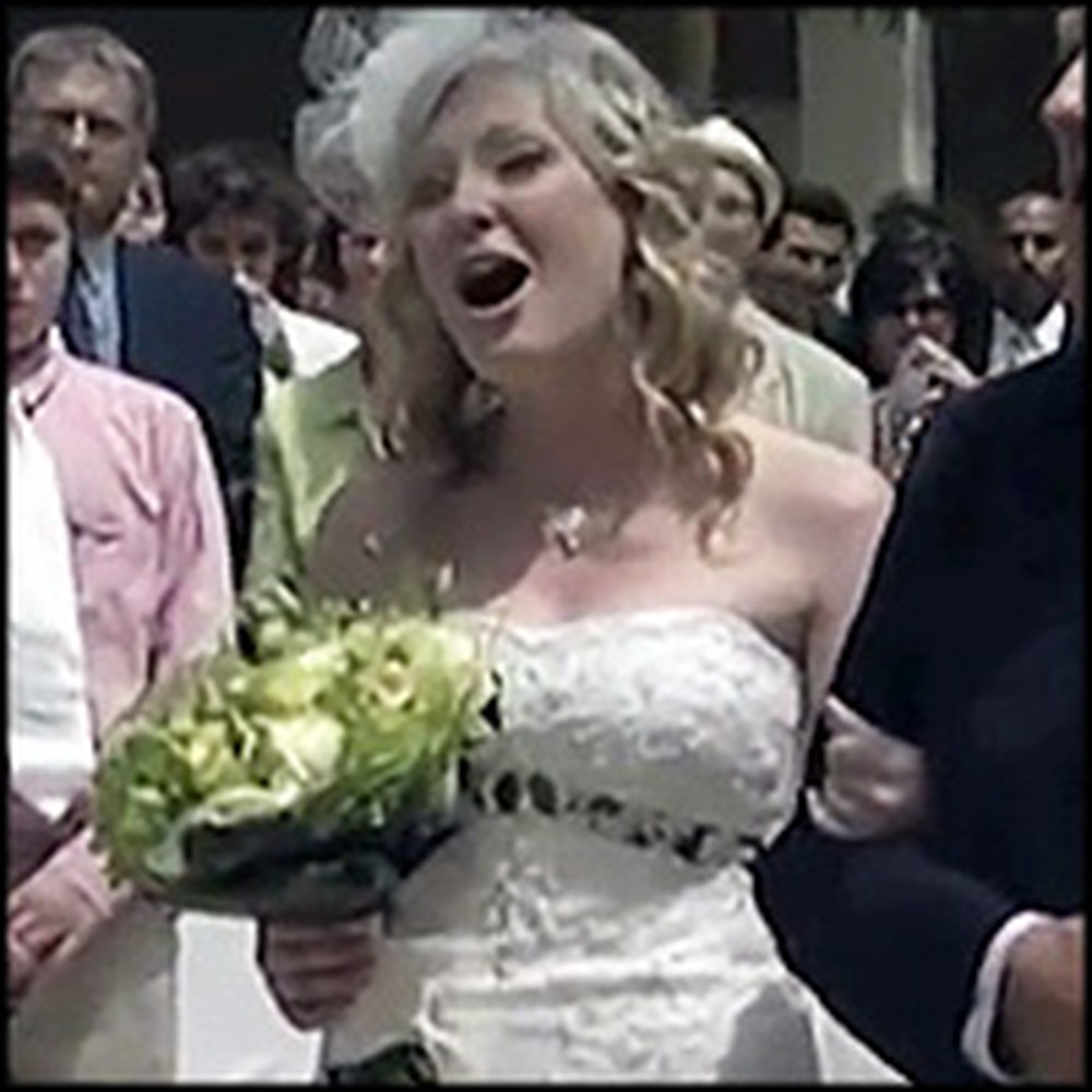 Lovely Bride Sings to Her Groom as She Walks Down the Aisle