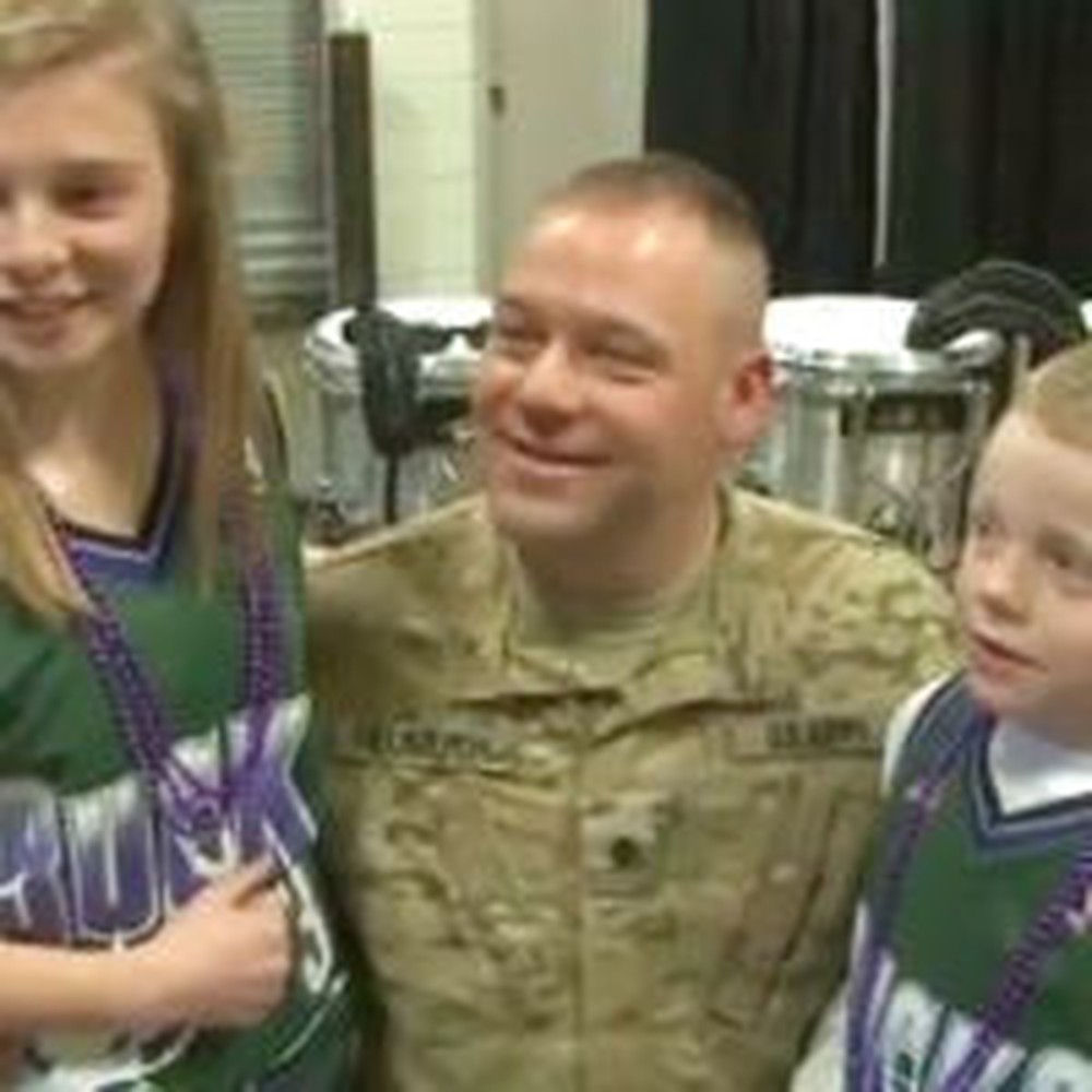 Solider Reunited With Children at NBA Game Will Make You Smile!