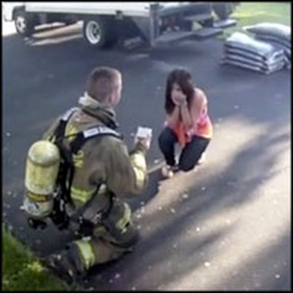 Firefighter Completely Surprises His Girlfriend With a Great Proposal