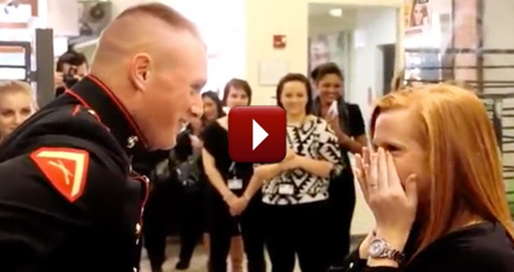 Loving Marine Surprises His Girl at Work - Such a Heartwarming Surprise