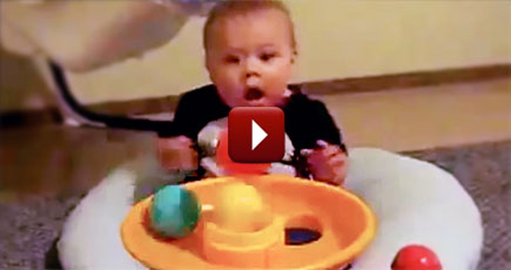 Funny Baby Gets So Excited Over Toy Ball Machine