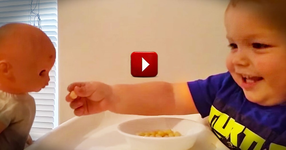 How This Baby Shares is So Sweet. But The Real Treat Is His Giggle!
