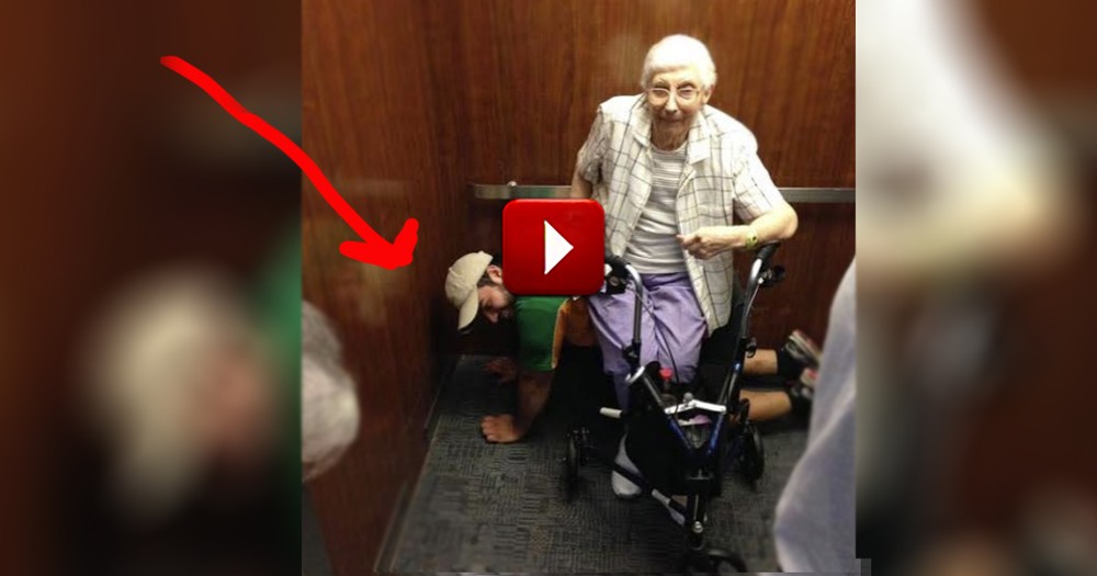 A Thoughtful Young Man Becomes a Human Chair for an Elderly Lady!