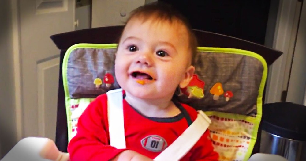 This Baby's Dinner Surprise Is The Cutest! His Reaction of Joy Is Like A Giant Spoonful of Sunshine!
