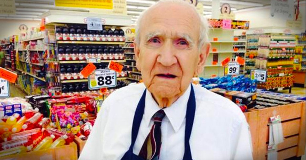 When You Hear What This 94 Year Old Grocery Bagger Got On His Last Day, You'll Be Shocked. Tissues! 