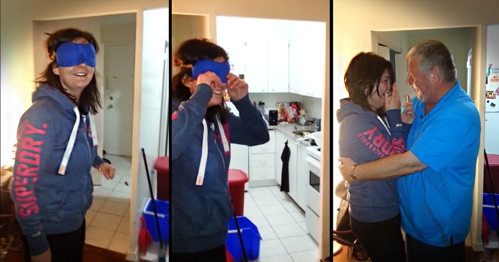 Woman Has Emotional Reunion When Her Dad Makes A Surprise Visit
