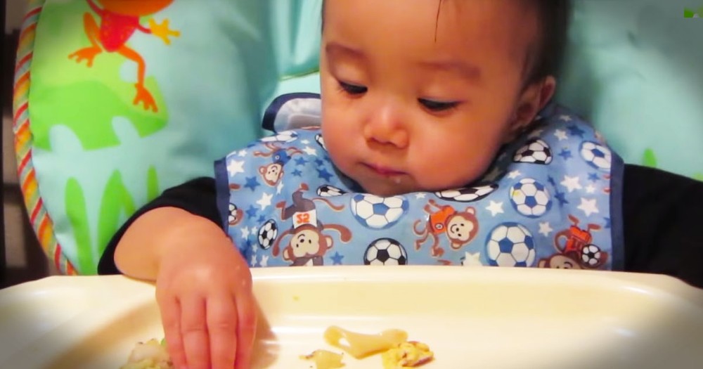 Cute Baby Eats In A Funny Sneaky Way