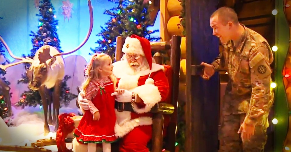 Santa Grants A Big Wish For A Little Girl And Brings Home Her Soldier Daddy