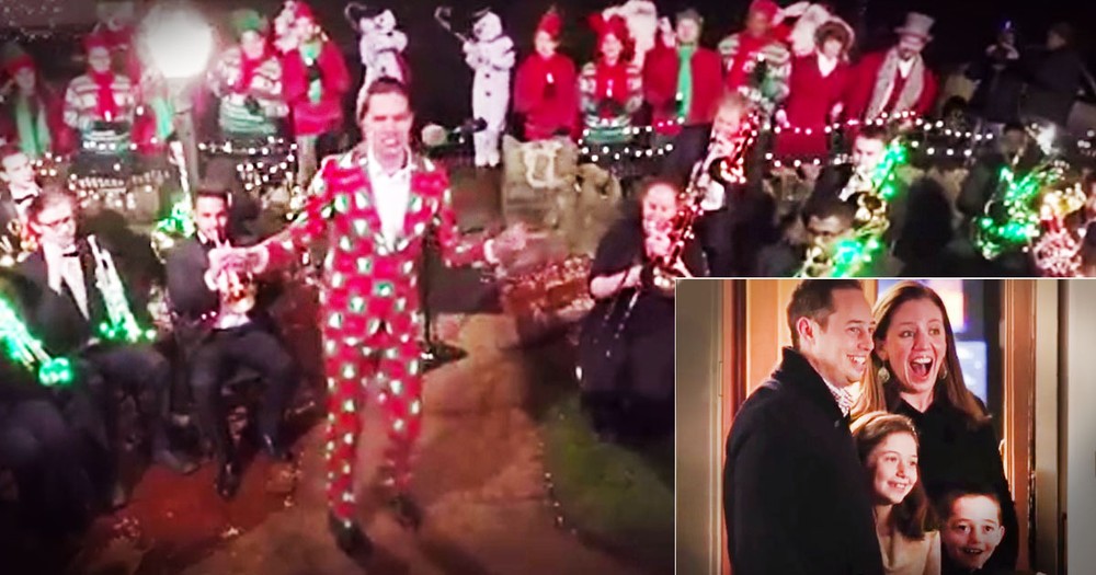 Christmas Flashmob Surprises Family On Their Front Yard