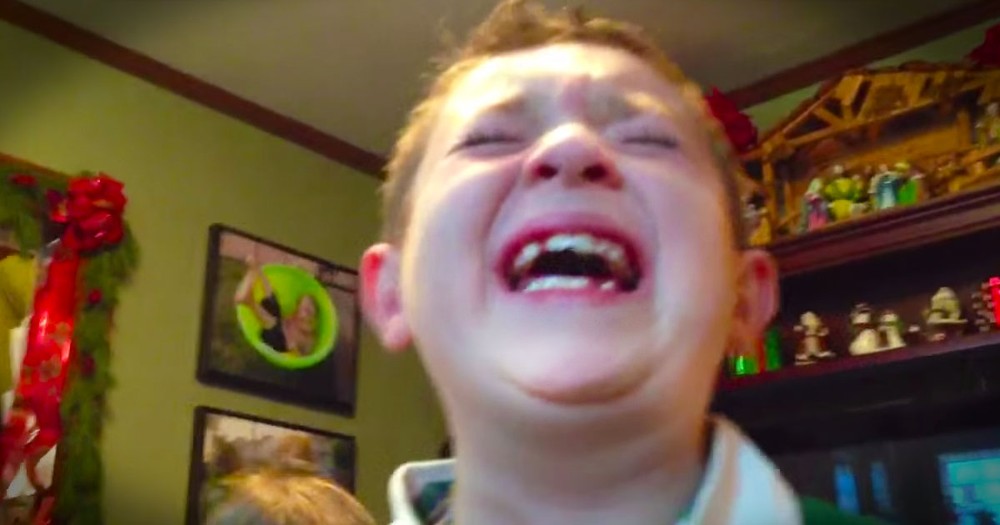 One Little Boy Can't Contain His Joy After Opening His Christmas Gift