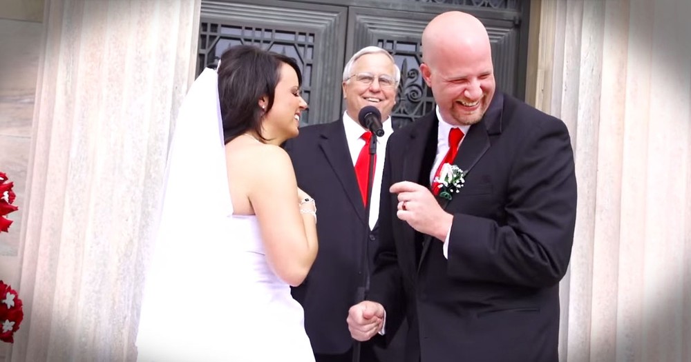 Bride And Groom's Funny First Kiss