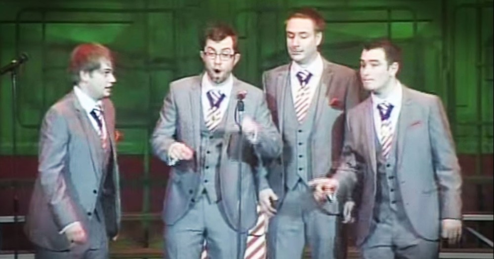 Amazing Barbershop Quartet Mashup Of Songs Thru The Ages!