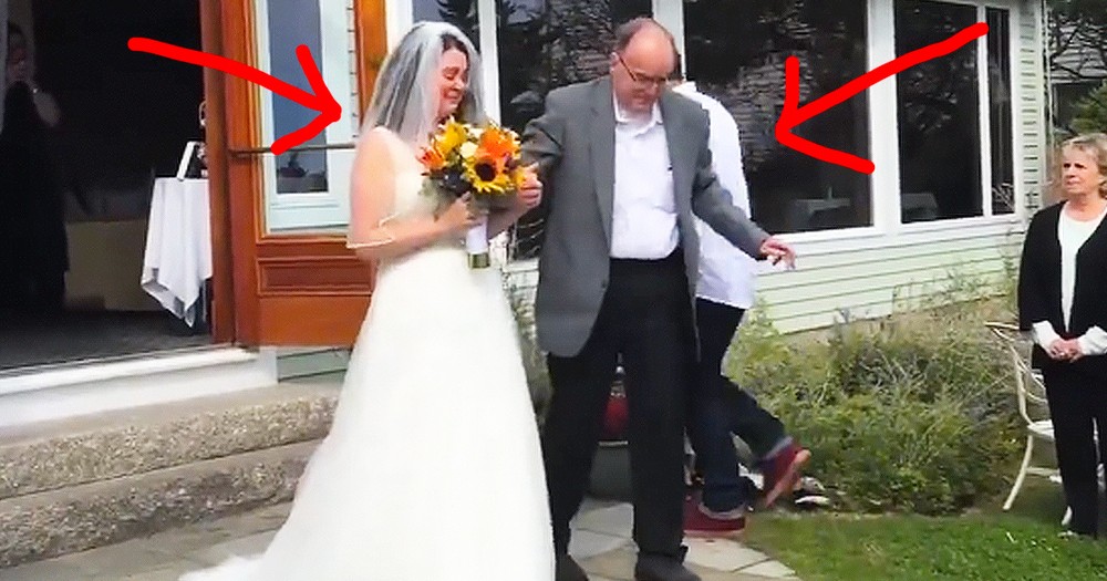 Dad Surprises Daughter By Standing To Walk Her Down The Aisle