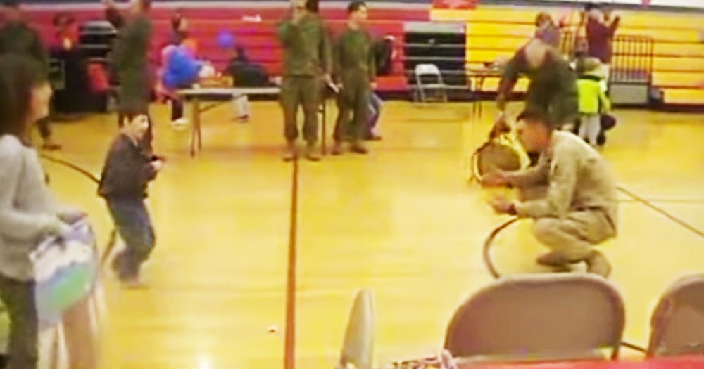 6 Year Old Boy with Cerebral Palsy Walks to his Marine Father