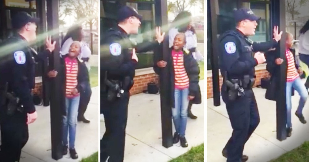 Police Officer's Sweet Moment With These Little Girls Made Me Smile
