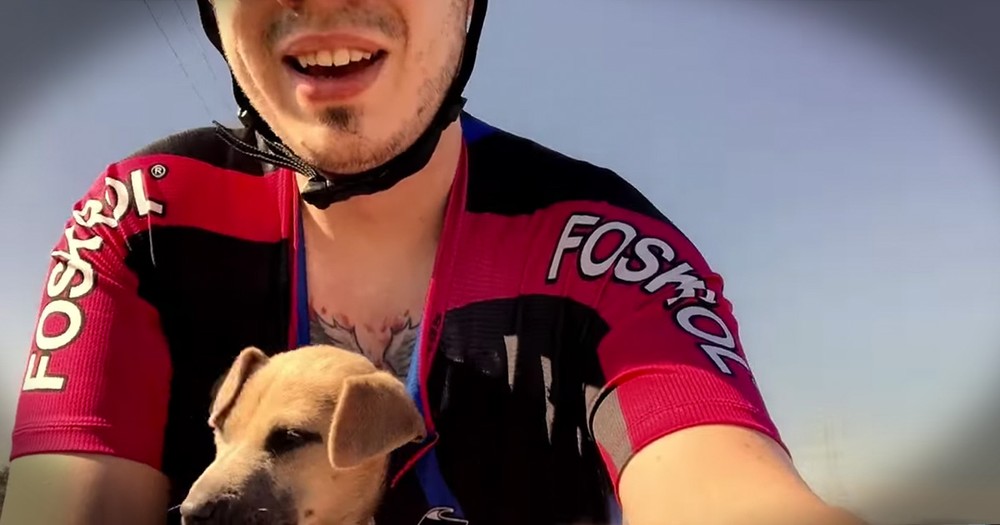 Man Riding Bike Rescues Precious Abandoned Puppy