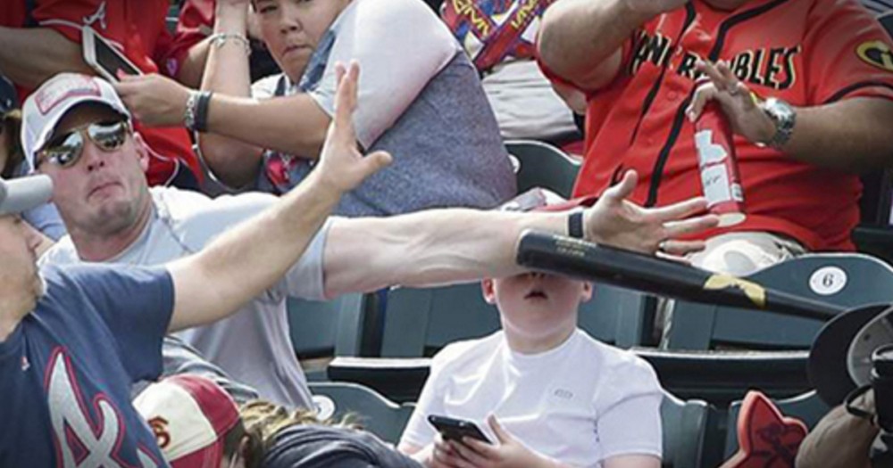 Dad's Quick Action Saves Son From Flying Baseball Bat