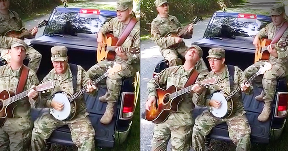 4 Soldiers Perform John Denver's 'Country Roads' In The Back Of A Pickup Truck