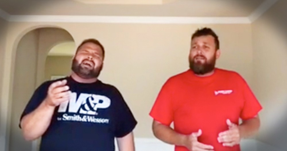 Singing Contractors Perform Beautiful Rendition Of 'Covered By The Blood' In Empty House