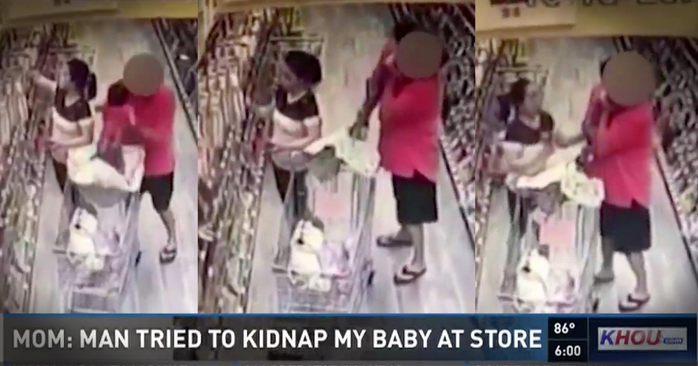 Video Footage Shows The Moment A Man Tried To Take A Baby With Her Mom Only Inches Away