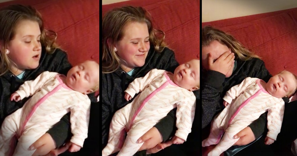 Sweet Little Girl Gets Emotional When Singing For Her Baby Sister