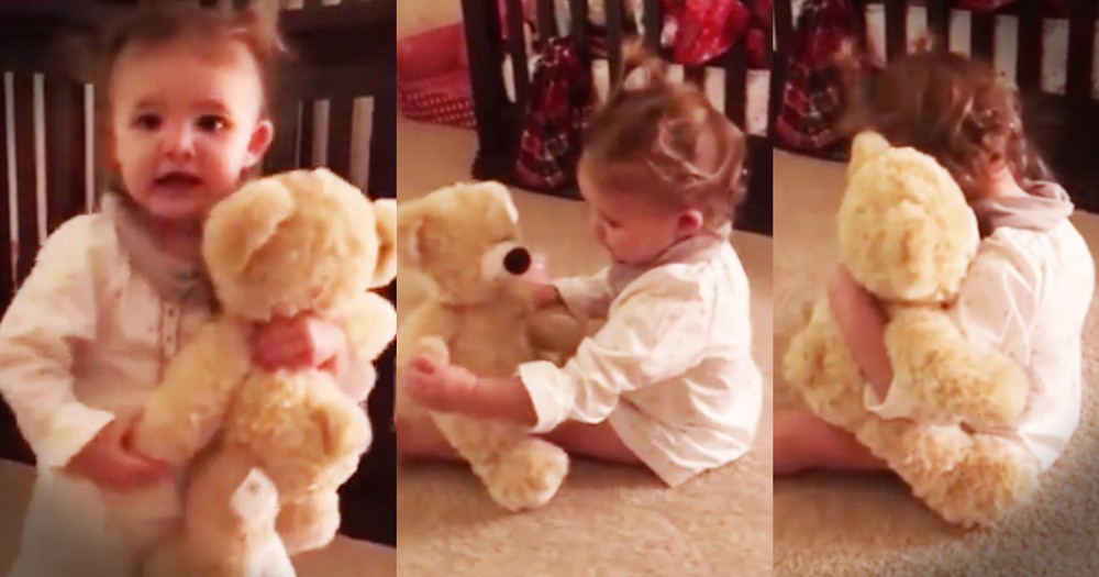 Excited Little Girl Hears Her Deployed Dad's Voice In Teddy Bear