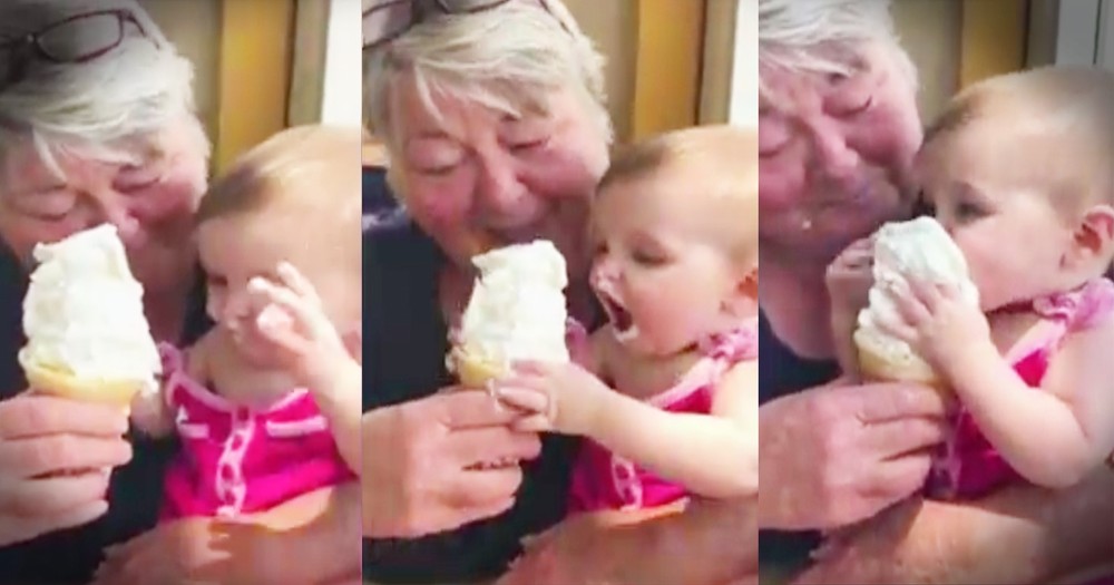 Baby Hilariously Can't Get Enough Ice Cream