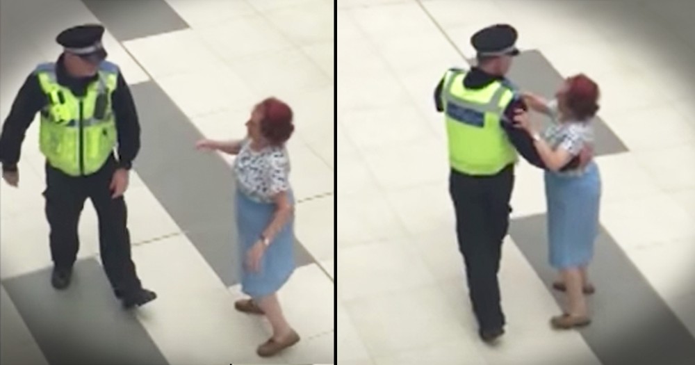 Mall Cop And Woman Waltz Around The Shopping Center