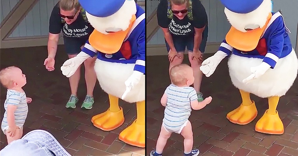 Donald Duck Helps Baby Walk For The First Time