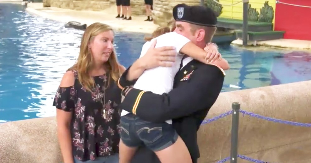 Military Dad Surprises Daughter During Dolphin Show