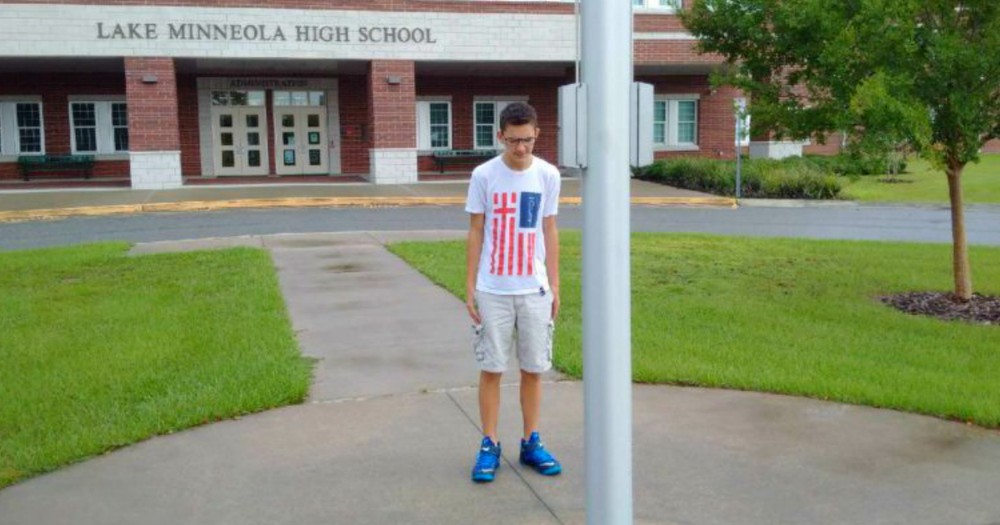 Mom Realizes Viral Photo Of Boy Standing Alone At Flagpole Is Of Her Son