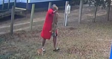 Man in Bathrobe Comes Racing Out to Protect His Dog from a Coyote