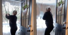 Woman Clearing Snow And Ice Comes Frightfully Close To Getting Covered