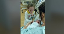 Big Sister Cries From Happiness After Meeting Her New Sibling In The Hospital