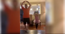Sweet Daddy Joins In As His Little Girl Practices Her Basic Ballet Moves At Home