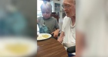 Great-Granddad With Alzheimer's Gets Fed By Caring Child