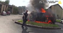 2 Brave Officers Pull Man from Burning Truck Just in the Nick of Time and Cameras Caught It All