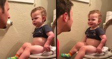 Hilarious Declaration From Little Kid On Toilet Has Dad Laughing So Hard He's In Tears