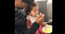 Daddy Teaches His Adorable Little Girl Mealtime Manners