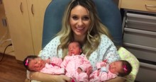 New Mommy Cuddles With Her Triplets For The First Time After They Were Born
